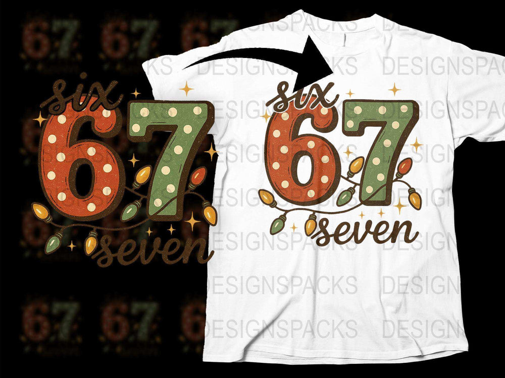 Vintage Number 67 T-Shirt, Retro Style Birthday Tee, Unique Graphic Design Top with Lights