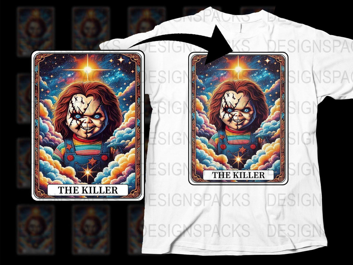 Vintage Tarot Card T-Shirt, 'The Killer' Graphic Tee, Horror Movie Inspired, Unisex Cotton Shirt, Unique Gift Idea