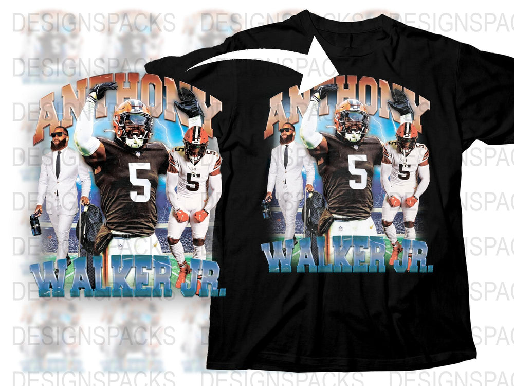Anthony Walker Jr Inspired Football Graphic T-Shirt, Sports Fan Gift, Athletic Wear, Casual Tee, Unique Design, Black Shirt