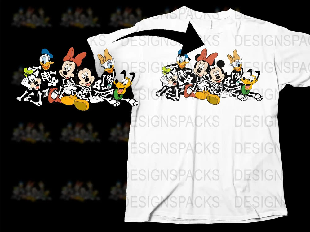 Classic Cartoon Character T-Shirt, Vintage Style Group Graphic Tee, Unisex Cotton Shirt