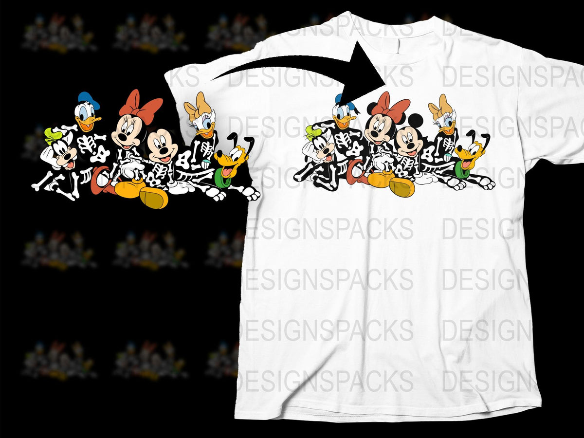 Classic Cartoon Character T-Shirt, Vintage Style Group Graphic Tee, Unisex Cotton Shirt
