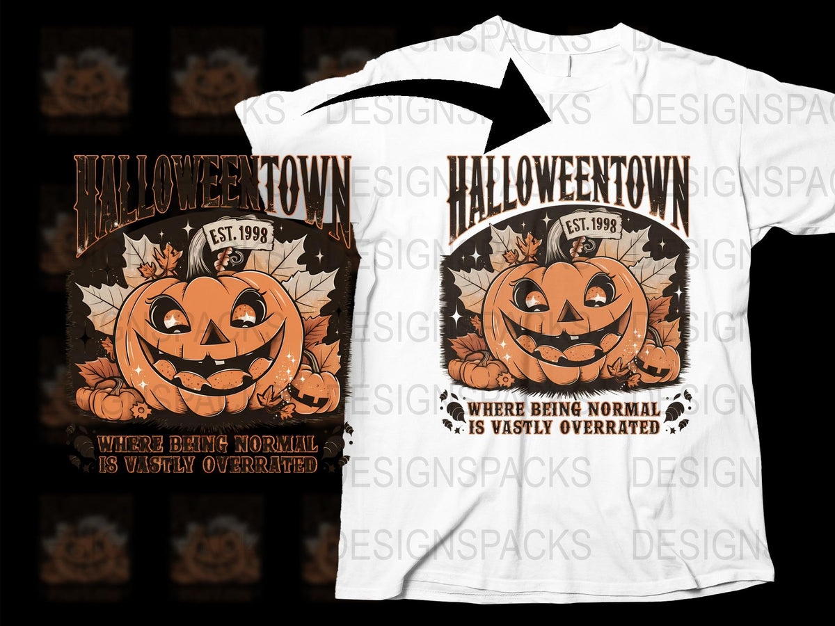 Halloweentown Pumpkin T-Shirt, Vintage 1999 Design, Black and White, Halloween Tee, Unique Graphic, Fall Season Wear
