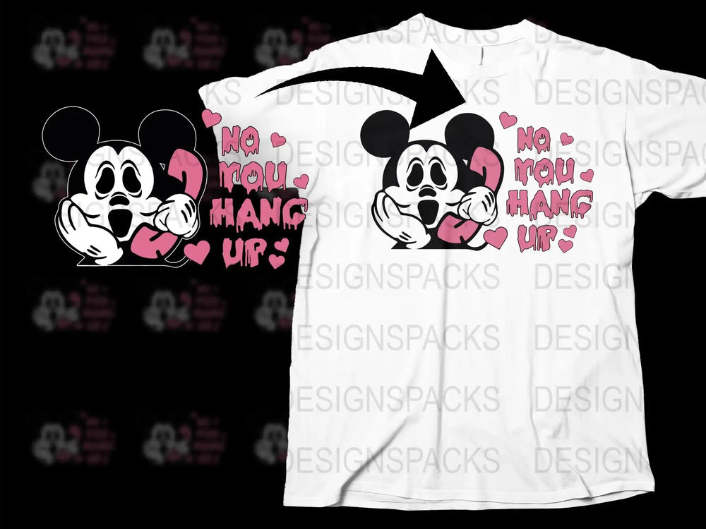 Cute Cartoon Couple T-Shirt, 'No You Hang Up' Quote, Romantic Matching Tees, Valentine's Day Gift, Casual Wear for Couples