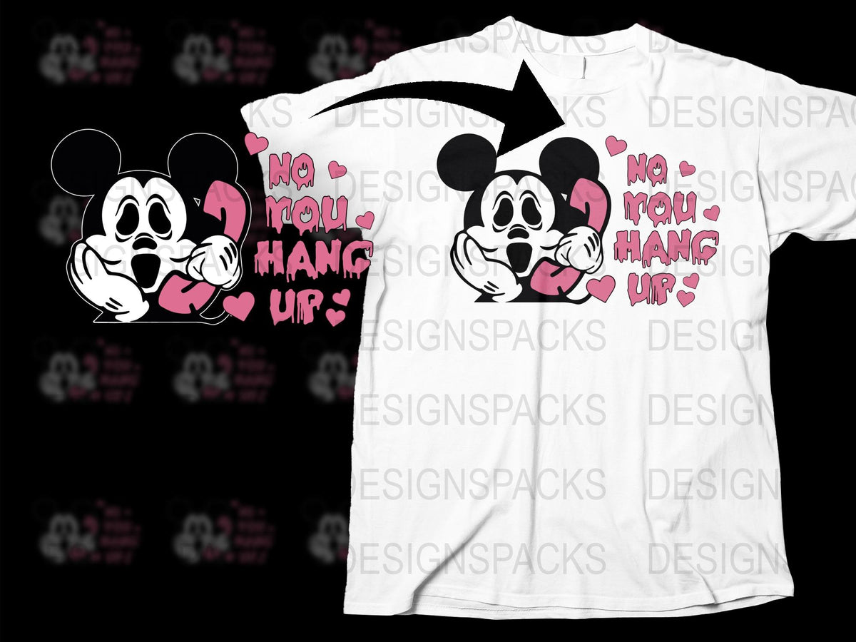 Cute Cartoon Couple T-Shirt, 'No You Hang Up' Quote, Romantic Matching Tees, Valentine's Day Gift, Casual Wear for Couples
