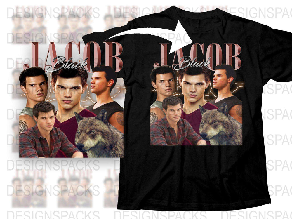 Jacob Black Twilight Saga Graphic T-Shirt, Multiple Poses Design, Movie Fan Merchandise