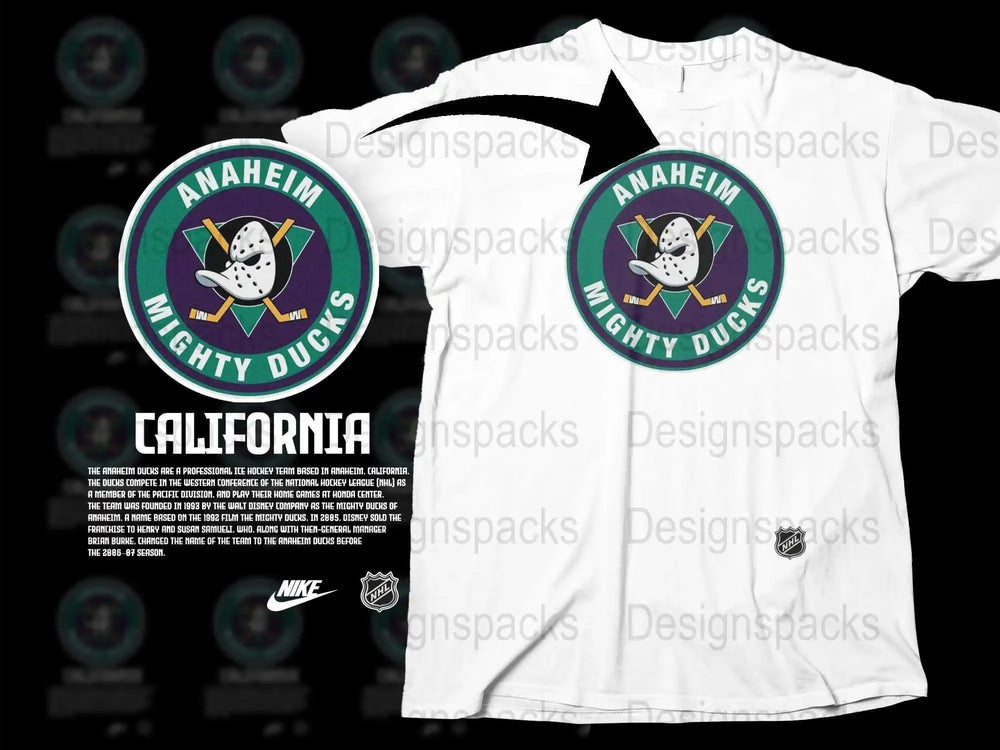 Vintage Anaheim Mighty Ducks T-Shirt, Retro NHL Hockey Logo Tee, Nike Sports Apparel, California Team