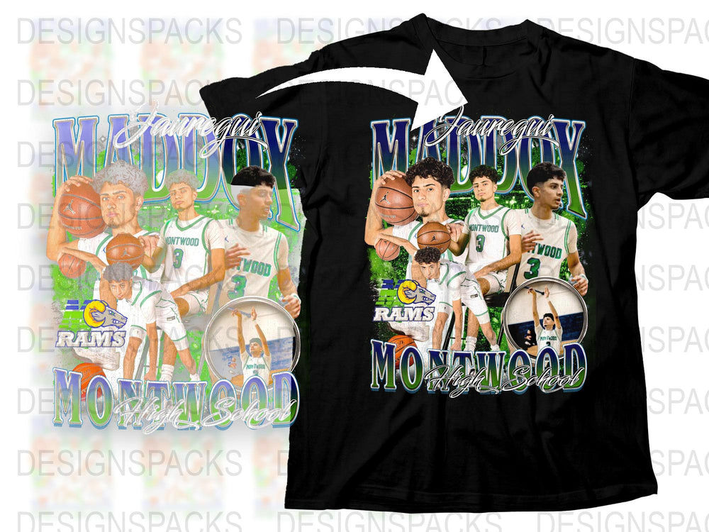 Montwood Rams Basketball T-Shirt, Vintage High School Sports Tee, Youth and Adult Sizes Available