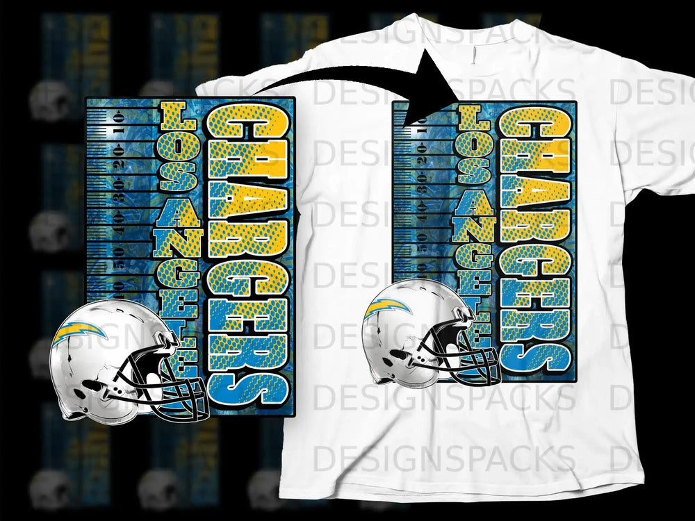 Los Angeles Chargers Graphic T-Shirt with Helmet Design