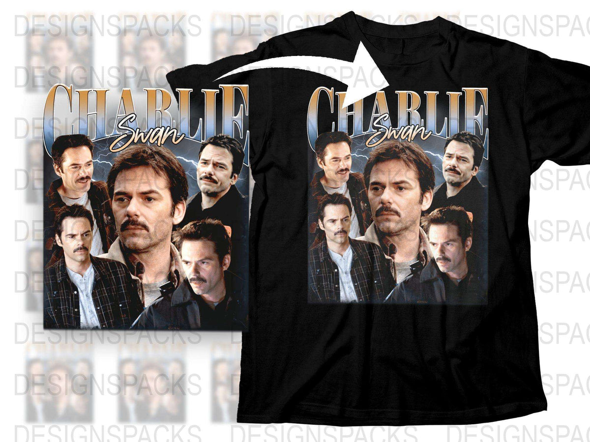 Charlie Swan Inspired T-Shirt, Multiple Pose Graphic Tee, Black, Fan Merchandise, Unique Gift Idea