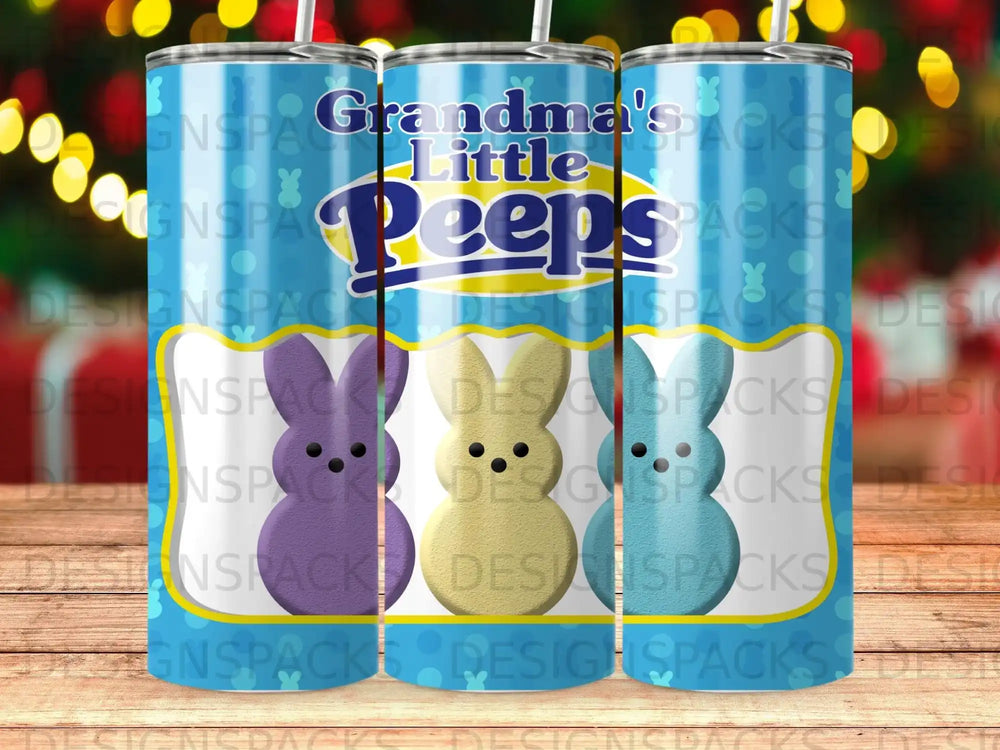Grandma's Little Peeps in purple, yellow, and blue pastel colors.