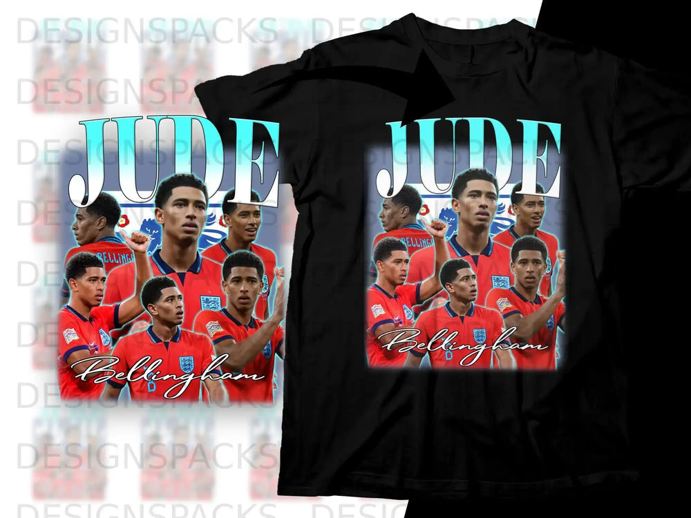 T-shirt with multiple images of Jude Bellingham and "Bellingham" text.