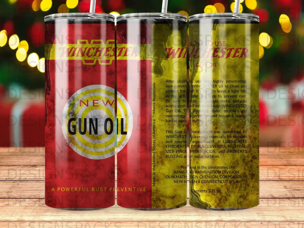 Winchester Gun Oil can with text describing cleaning and rust prevention.