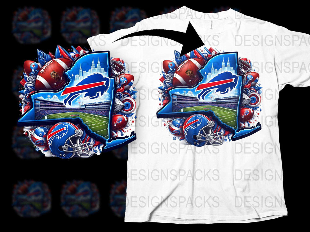 Buffalo Football Stadium Graphic T-Shirt, Colorful Team Pride Tee, Sports Fan Apparel, Unique Design Shirt