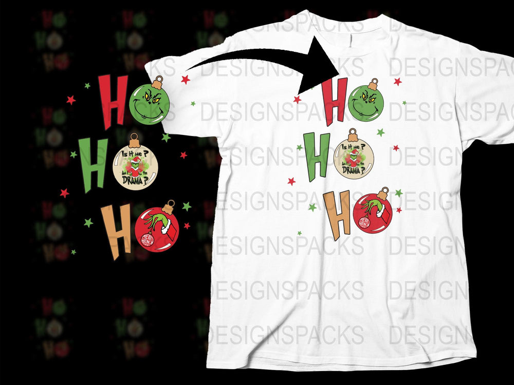 Festive Hot Sauce T-Shirt and Ornament Set, Christmas Chili Pepper Design, Holiday Apparel and Decor