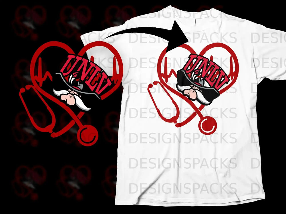 UNLV Heartbeat Stethoscope Graphic Design Shirt