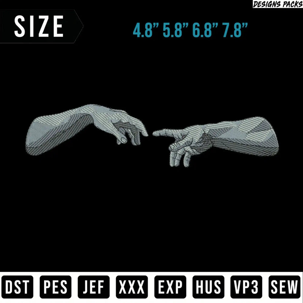 Two stylized hands reaching for each other, with size and file format options.