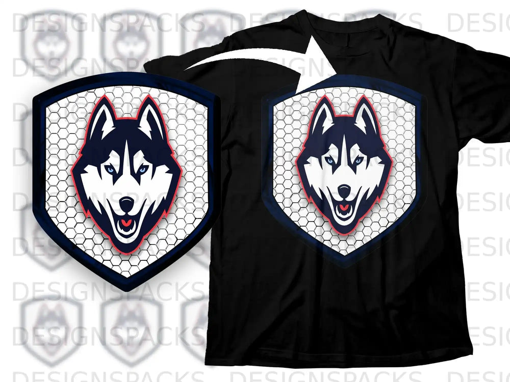 Fierce Husky Emblem Black Graphic T-Shirt