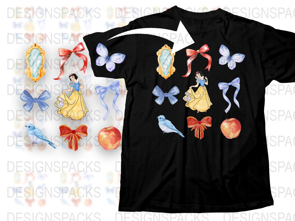 Princess Fairy Tale T-Shirt with Colorful Character Designs for Kids and Adults