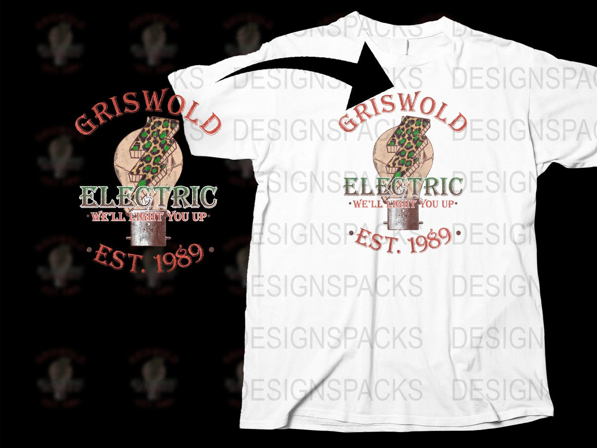 Griswold Electric Vintage 1989 T-Shirt, Retro Logo Tee, White Cotton, Classic Movie-Inspired Apparel