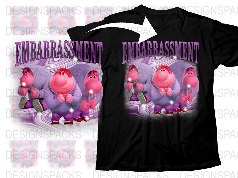 Embarrassment Monster Family Graphic T-Shirt, Cute Pink Characters, Casual Unisex Tee, Comfortable Stylish Top