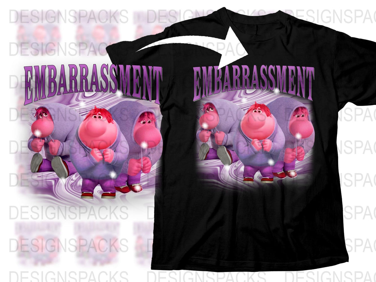Embarrassment Monster Family Graphic T-Shirt, Cute Pink Characters, Casual Unisex Tee, Comfortable Stylish Top