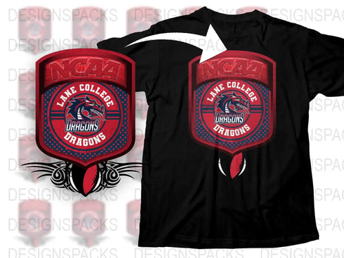 NCAA Lane College Dragons Graphic T-Shirt, Black Cotton Tee, Sports Team Logo, College Merchandise