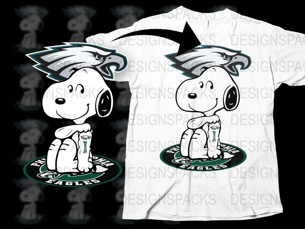 Cartoon Dog Sports Mascot T-Shirt, White Graphic Tee, Boys Casual Wear, Kids Sports Apparel, Eagles Team Shirt