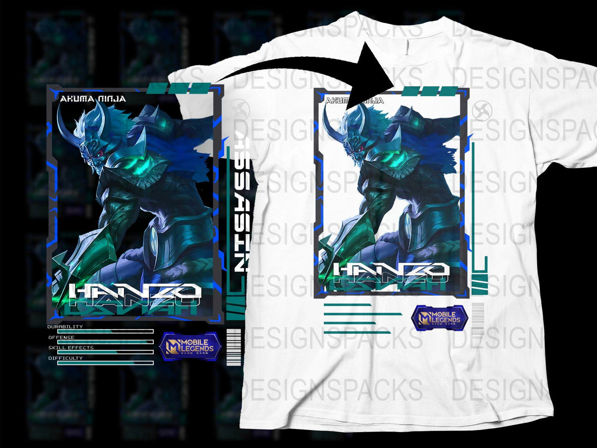Hanzo Akuma Ninja Mobile Legends Graphic T-Shirt, Cool Gamer Tee, Unique Video Game Apparel, Stylish Unisex Gift