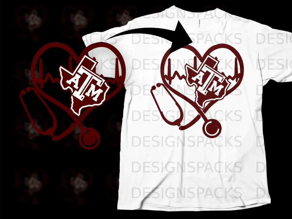 Texas A&M Heartbeat Design with Stethoscope Shirt