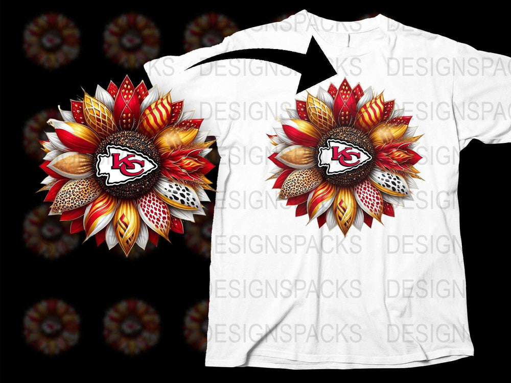 Kansas City Chiefs Inspired Floral Design T-Shirt, Colorful Sport Fan Apparel, Unique Graphic Tee for Game Day