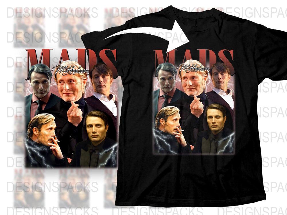 Mads Mikkelsen Collage T-Shirt, Unique Actor Tribute, Graphic Tee, Fan Gift Idea, Unisex Cotton Shirt, All Sizes Available