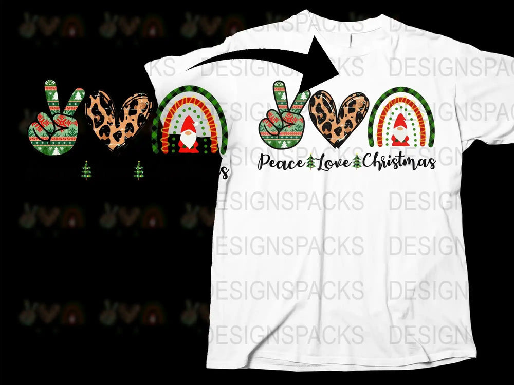 Peace Love Christmas T-Shirt Rainbow Tie-Dye Holiday Tee, Festive Graphic Shirt, Unique Christmas Gift, Casual Holiday Apparel