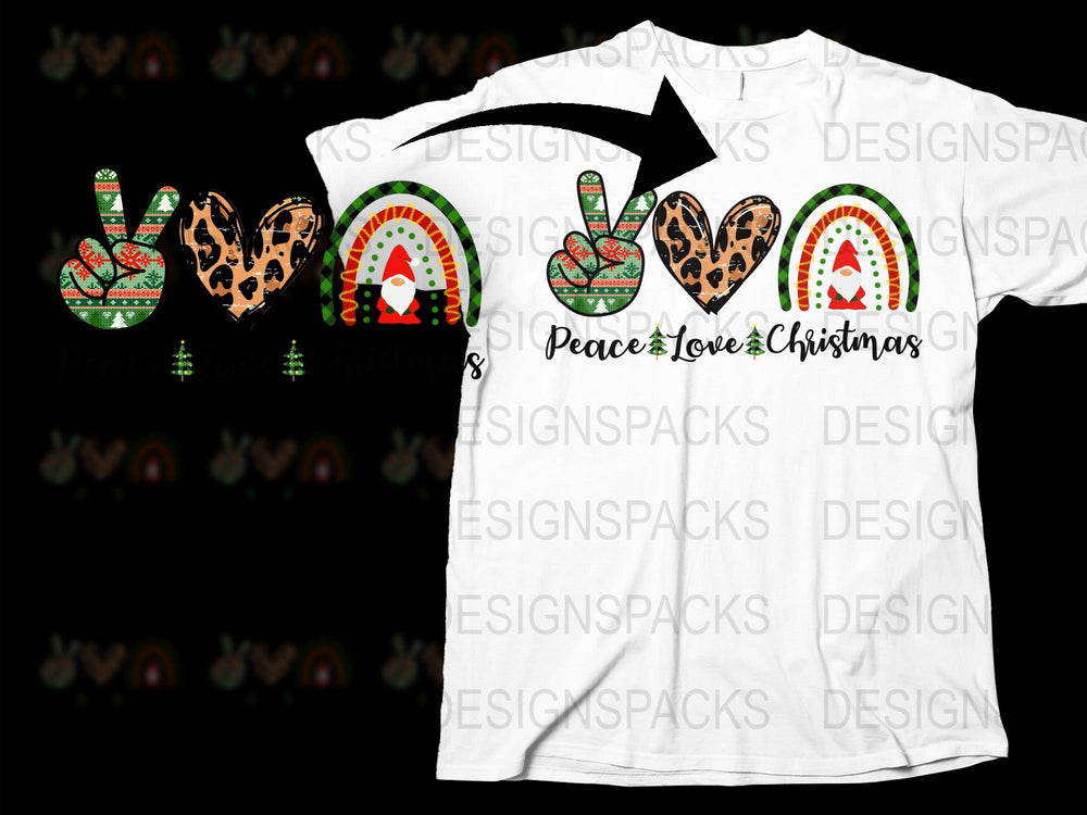 Peace Love Christmas T-Shirt Rainbow Tie-Dye Holiday Tee, Festive Graphic Shirt, Unique Christmas Gift, Casual Holiday Apparel