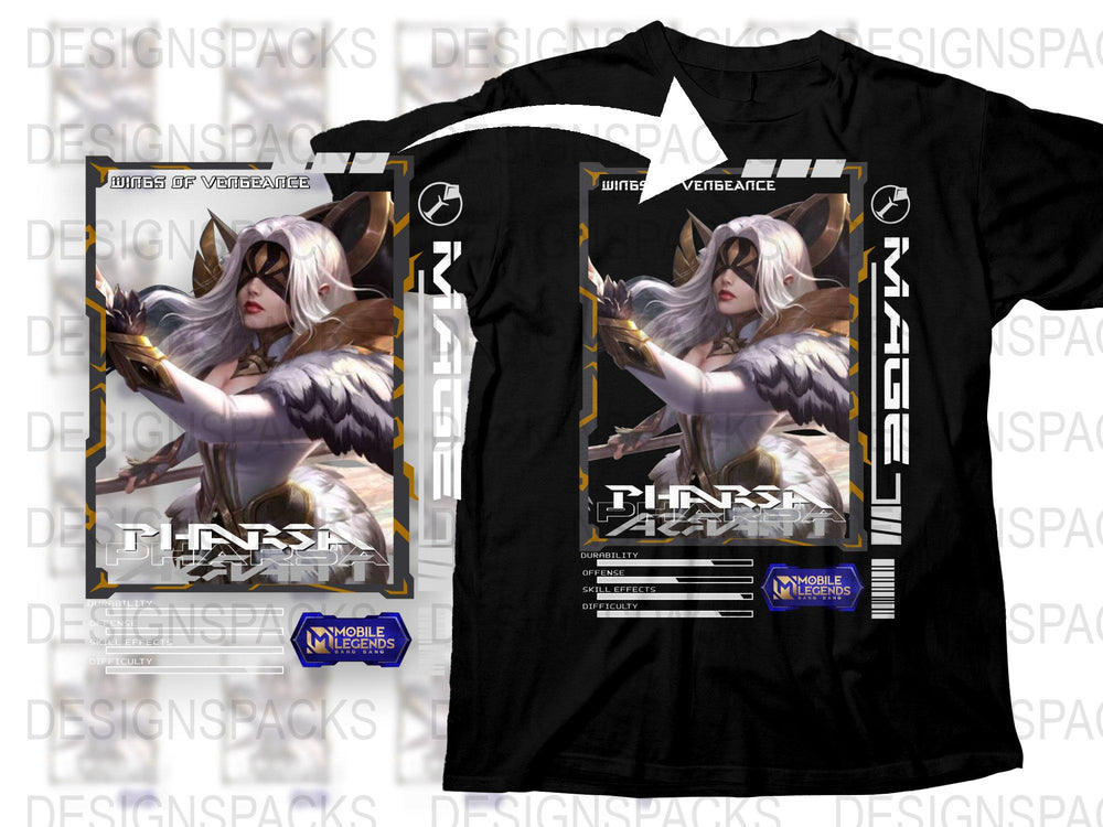 Pharsa Mobile Legends T-Shirt, Gaming Graphic Tee, Vintage Style, Collector's Item, Black Cotton Shirt
