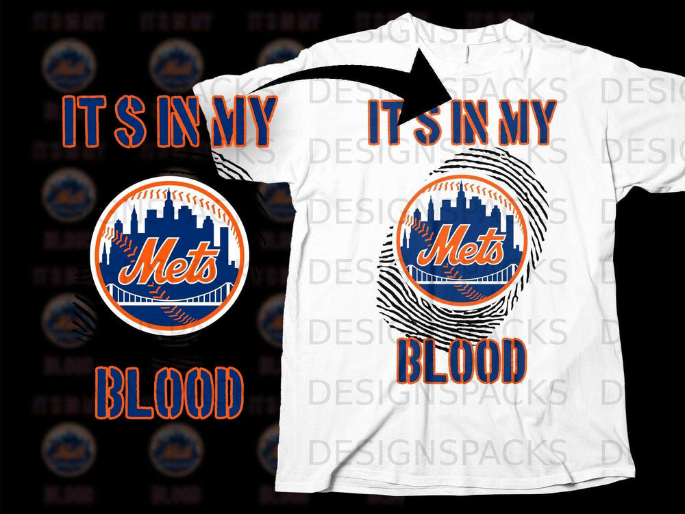 It's In My Blood Mets Fan Apparel Graphic Tee