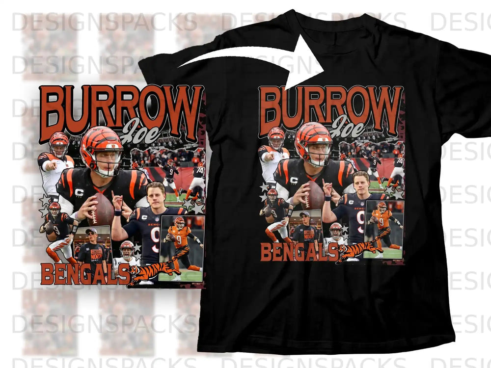 Joe Burrow Cincinnati Bengals collage graphic t-shirt.