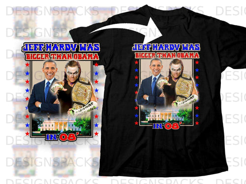 Black t-shirt featuring Jeff Hardy and Obama, 