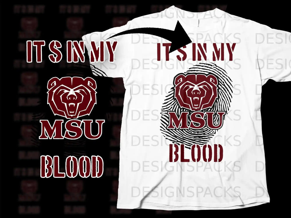 It's In My Blood MSU Bear Sports Fan Apparel