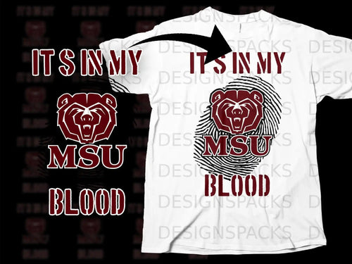 It's In My Blood MSU Bear Sports Fan Apparel