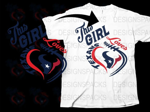 Texans Love T-Shirt, This Girl Loves Her Texans Graphic Tee, Houston Football Fan Shirt, Sports Themed Apparel