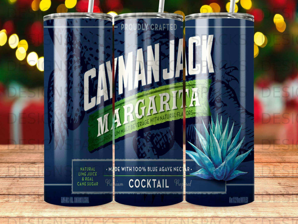 Cayman Jack Margarita premium malt beverage tumbler with blue agave design.