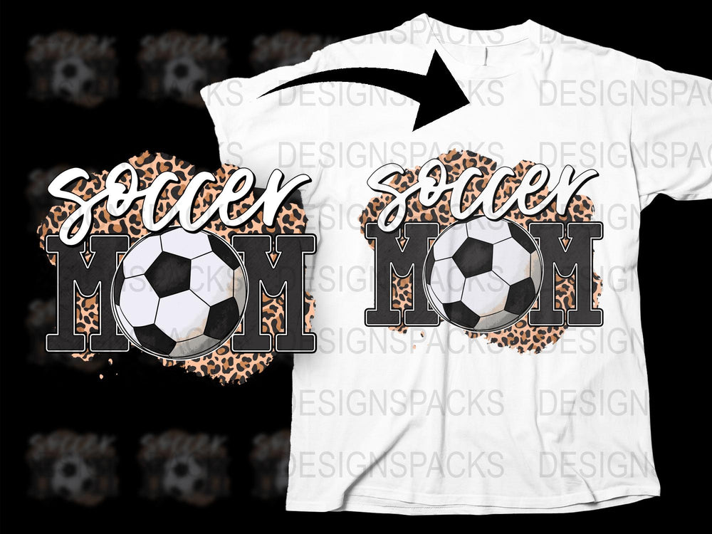 Soccer Mom T-Shirt with Leopard Print, Fashionable Sports Mom Tee, Women's Soccer Graphic Shirt, Casual Style Game Day Top