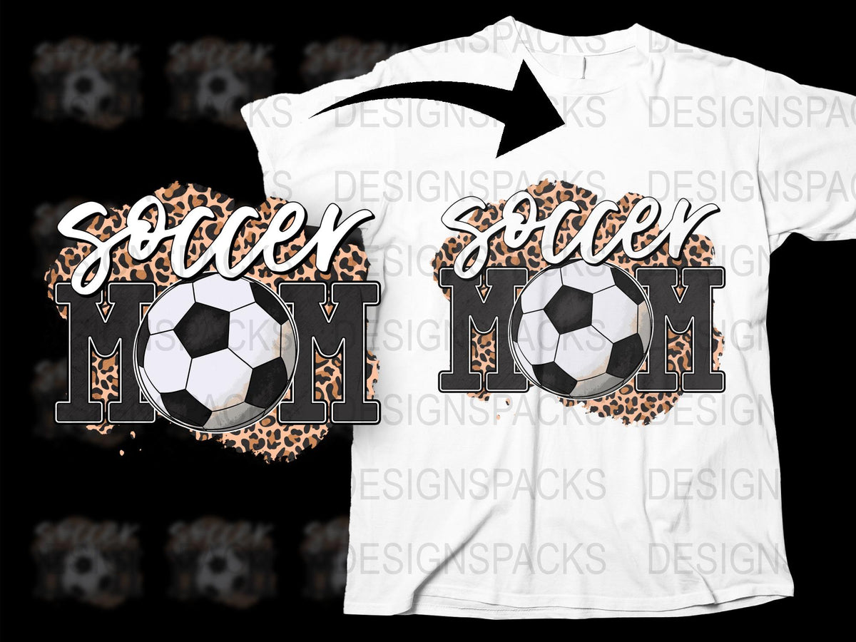 Soccer Mom T-Shirt with Leopard Print, Fashionable Sports Mom Tee, Women's Soccer Graphic Shirt, Casual Style Game Day Top