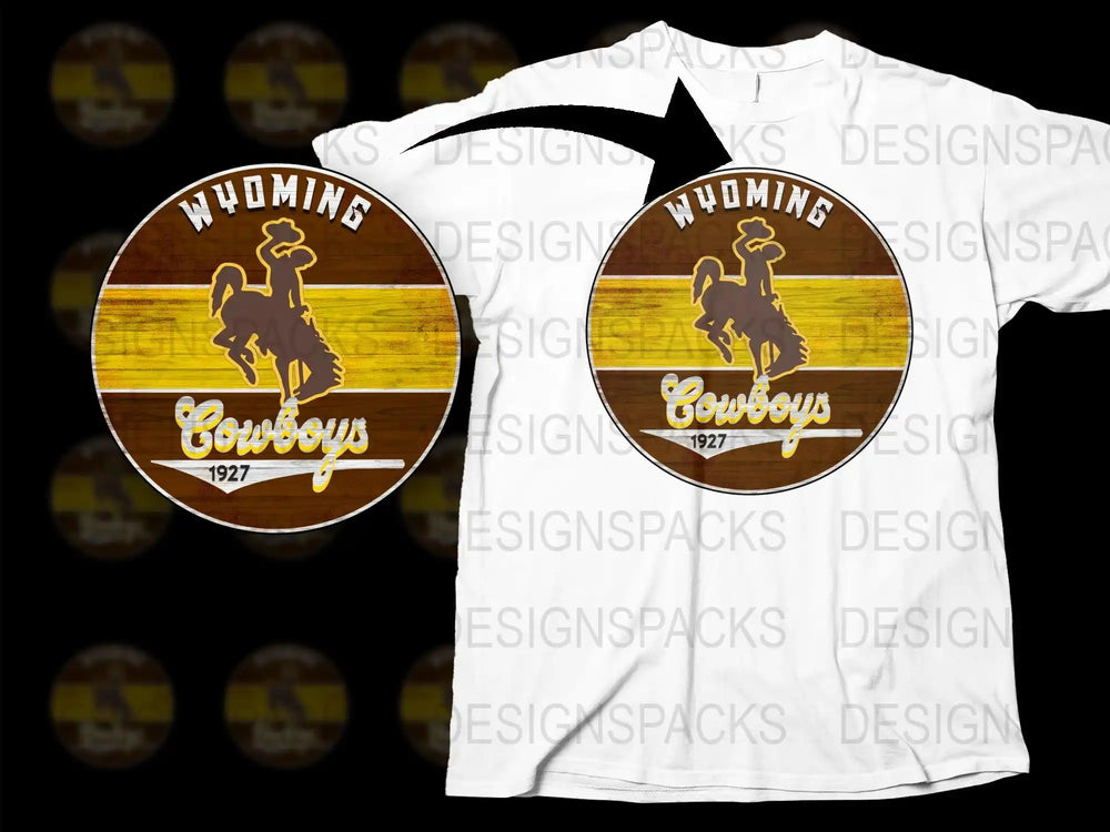 Wyoming Cowboys 1927 Vintage Logo T-Shirt, Retro Sports Fan Gear, College Football Apparel, Unique Gift Idea