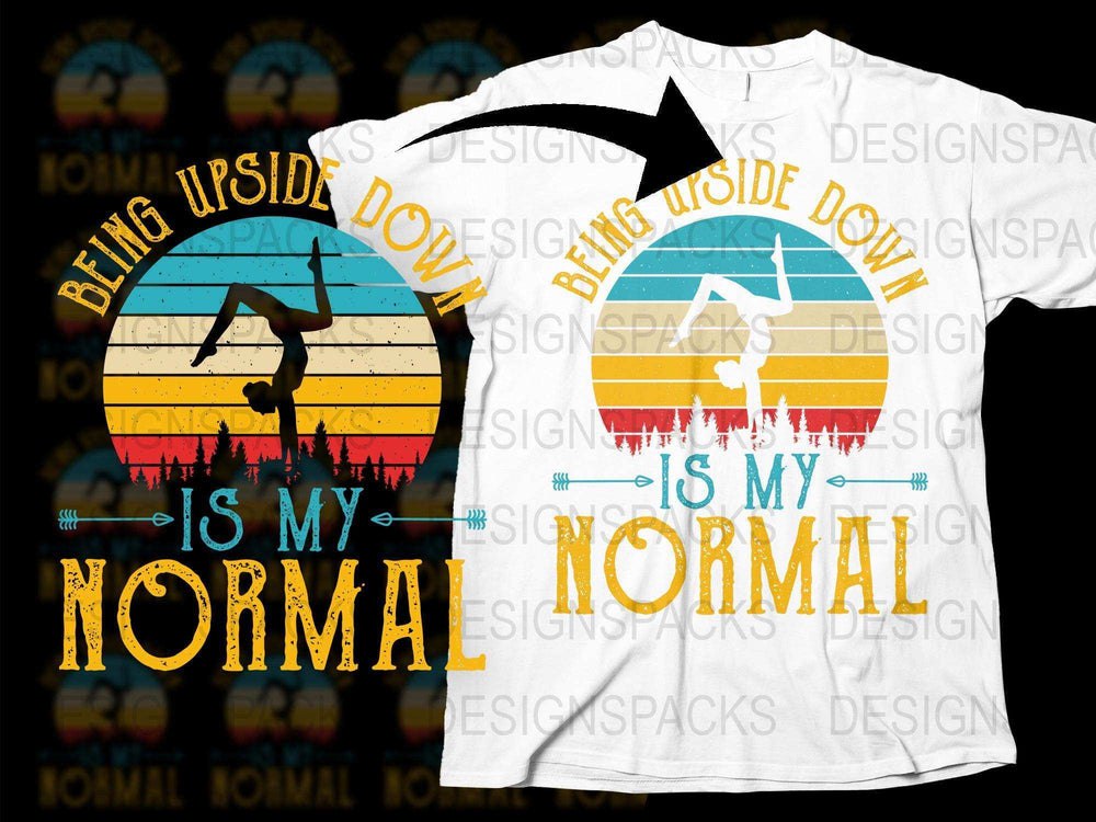 Upside Down Normal Quote T-Shirt, Retro Sunset Graphic Tee, Vintage Style Casual Apparel