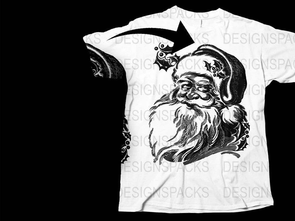 Vintage Santa Claus Graphic T-Shirt, Christmas Holiday Tee, Men's Women's Unisex Casual Top, Festive Apparel White Cotton