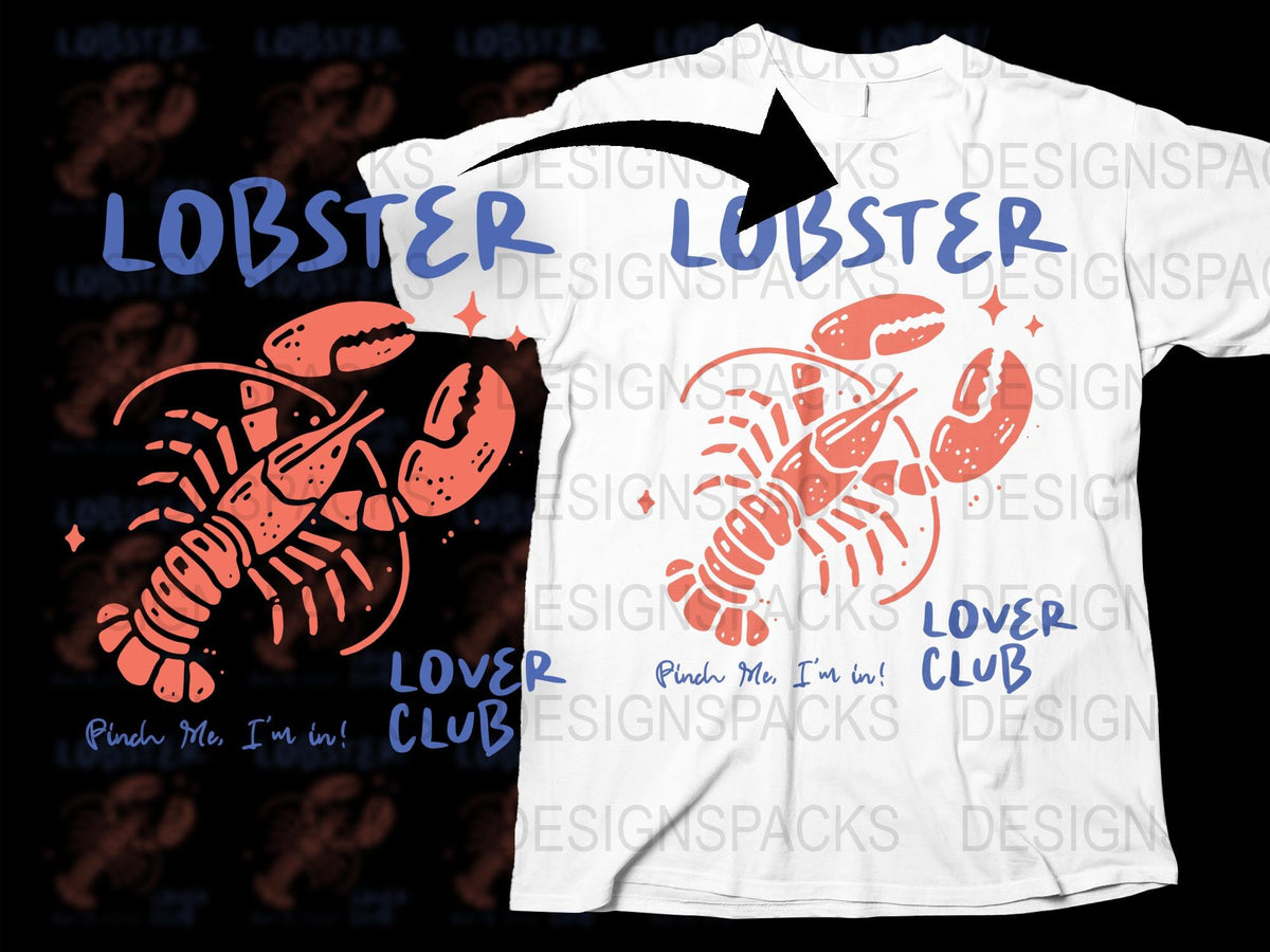 Lobster Club Graphic T-Shirt, Punch The I'm In, Red Lobster Print, Unisex Tee, Casual Beachwear, Summer Fashion Top
