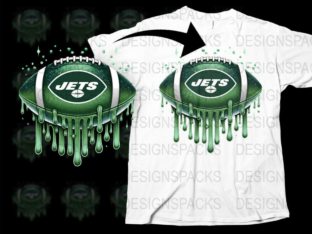 Unique Jets Dripping Paint T-Shirt, Green and White Graphic Tee, Sports Fan Apparel, Trendy Team Support Shirt