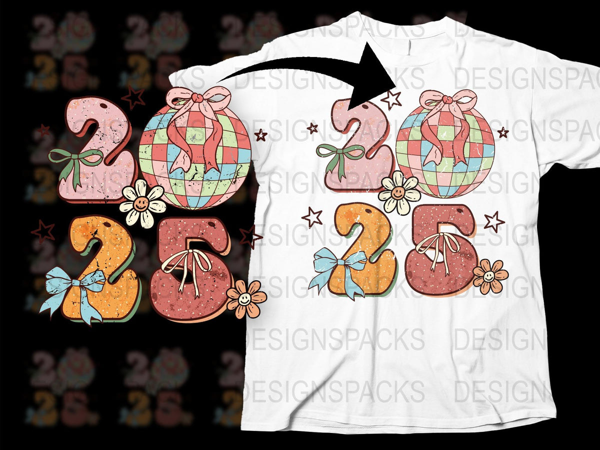 Colorful Christmas Number 25 T-Shirt, Festive Holiday Graphic Tee, Vintage Style, Gift Idea