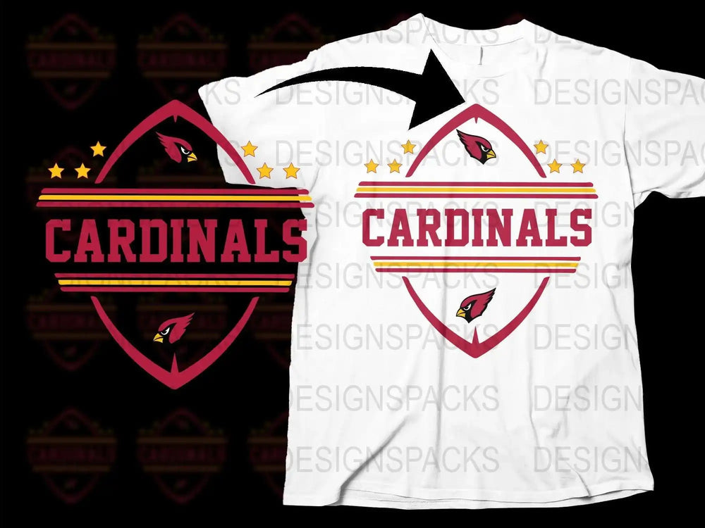 Cardinals Sports Team T-Shirt, Stylish White Tee, Red Black Graphic Design, Casual Sportswear, Unisex Fit